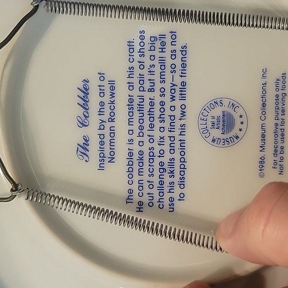 Norman Rockwell inspired plate The Cobbler Museum Collections, Inc. 1886. 6 1/2" - Picture 2 of 5